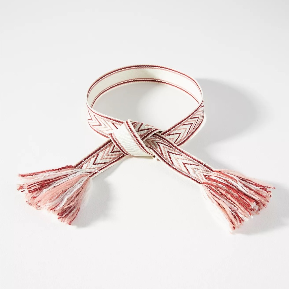 Anthropologie Woven Fringe Bohemian Tie Belt - Picture 7 of 7